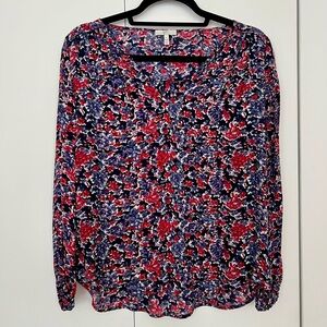 Floral Joie Top - Red and Blue